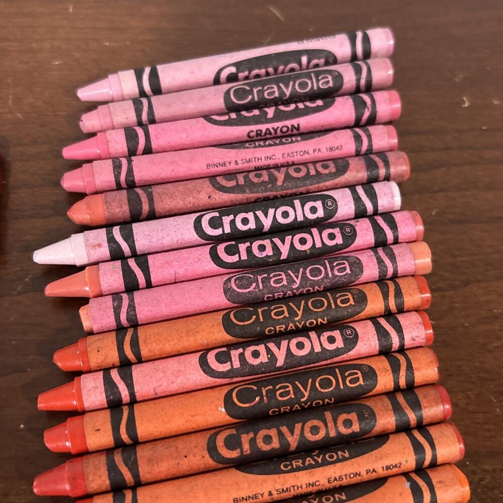 Crayola Crayons Vintage 90s Retired Binney & Smith Red Orange Thistle Pink Lot - Picture 10 of 12